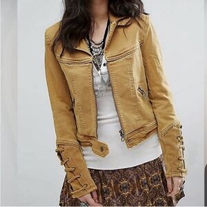 Free People Feel Good Brenda Denim Moto Jacket